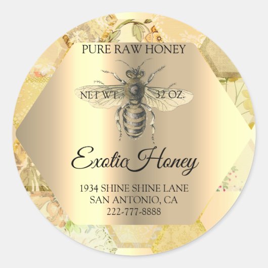 Honing Jar Honeybee Honeycomb Bee Apiary Organic Ronde Sticker (Voorkant)