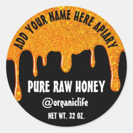 Honing Jar Honeybee Honeycomb Gold Drids Web Ronde Sticker