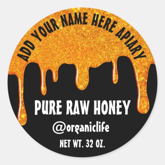 Honing Jar Honeybee Honeycomb Gold Drids Web Ronde Sticker (Voorkant)