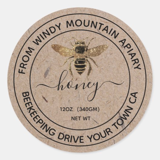 Honing Kraft Papier Pot Labels | Honeybee (Voorkant)