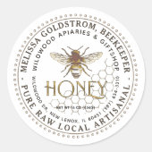 Honing Label Bee op Honingraat Metallic Gold (Voorkant)