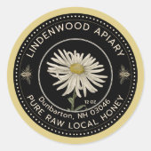 Honing Label Black Bee Daisy Bijenhouder Apiary (Voorkant)