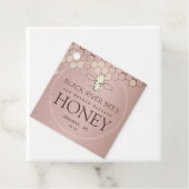 Honing Label Honingraat met Bijen op Roos Goud (In situ)