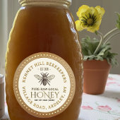 Honing Label Kraft stippelrand Franse bij