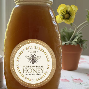 Honing Label Kraft stippelrand Franse bij