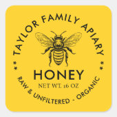 Honing label met aangepaste kleur honingbij (Voorkant)