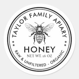 Honing label met aangepaste kleur honingbij