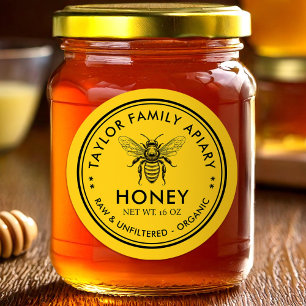 Honing label met aangepaste kleur honingbij
