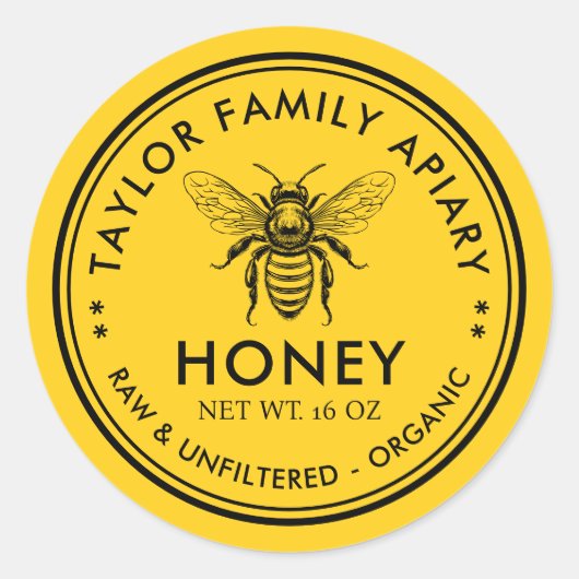 Honing label met aangepaste kleur honingbij (Voorkant)