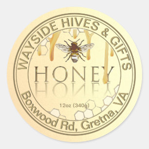 Honing Label met Honeycomb Bee Metallic Gold Drips