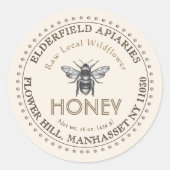 Honing Label met  honingbij stippelrand (Voorkant)