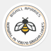 Honing Label Yellow Bee Beekeeper Contactgegevens (Voorkant)