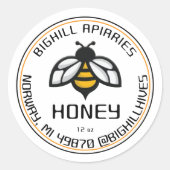 Honing Label Yellow Bee Beekeeper Contactgegevens (Voorkant)