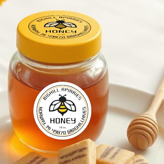 Honing Label Yellow Bee Beekeeper Contactgegevens