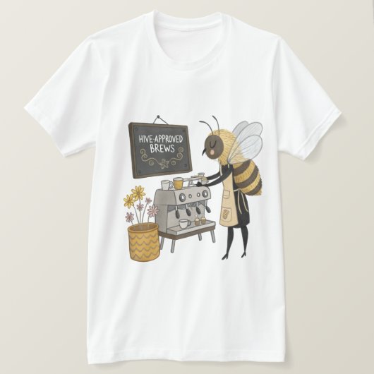 Honing Latte Craftmaster: Barista Bee & Flower Esp T-shirt (Design voorkant)