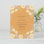 Honing Lila Wilde Bloemen Bruiloft Kaart (Staand voorkant)