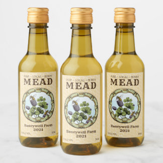 Honing Mead Bee en Klaver Wijn Etiket