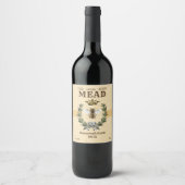 Honing Mead Bee en Kroon Wijn Etiket (Voorkant)