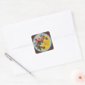 HONING MET WILDE ROZEN MONOGRAM VIERKANTE STICKER (Envelop)