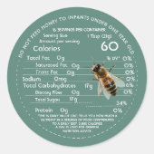 Honing Nutrition Facts Baby Warning & Bee Green C Ronde Sticker (Voorkant)