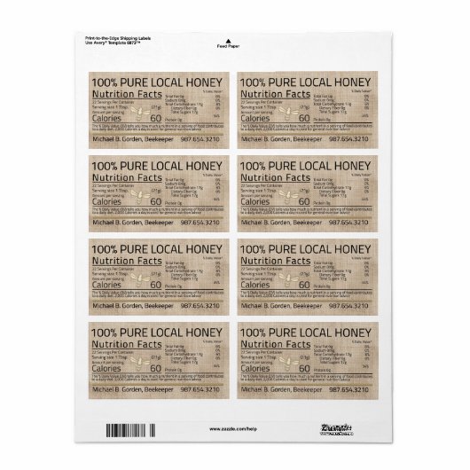 Honing Nutrition Little Bee Muslin Etiket (Full Sheet)