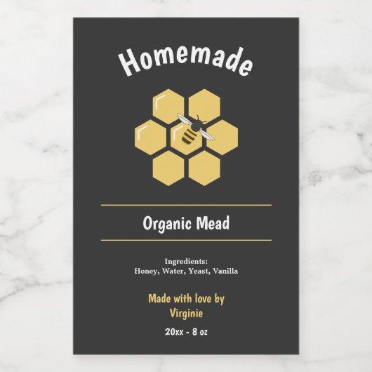 Honing of Mead Bottle Label Sticker (Enkel label)