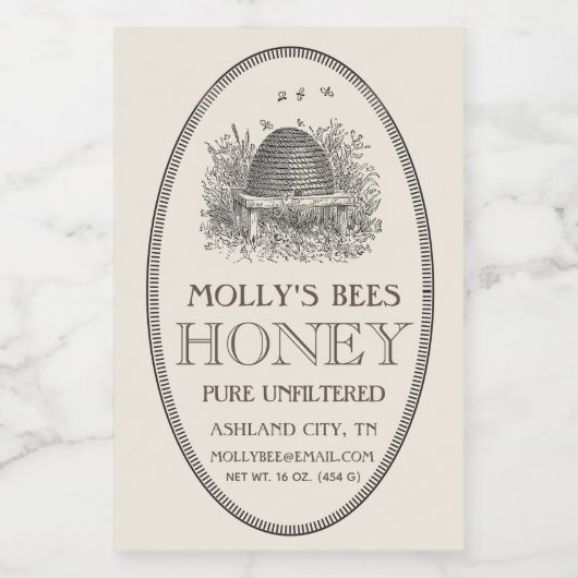 Honing ovaal schuim met grensetiket voedselcontainer etiket (Enkel label)