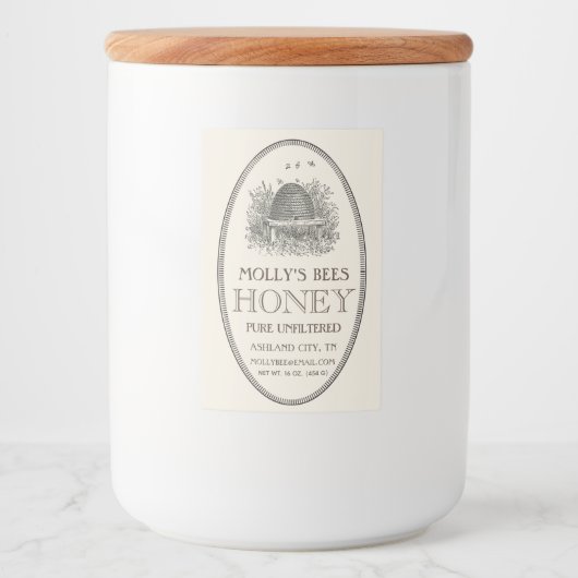 Honing ovaal schuim met grensetiket voedselcontainer etiket (Voorkant)