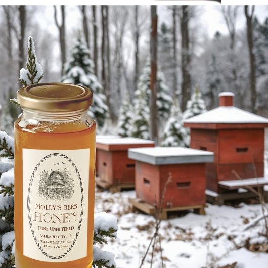 Honing  ovaal schuim met grensetiket voedselcontainer etiket