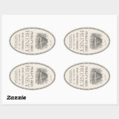 Honing ovaal schuine streep met rand-etiket ovale sticker (Vel)