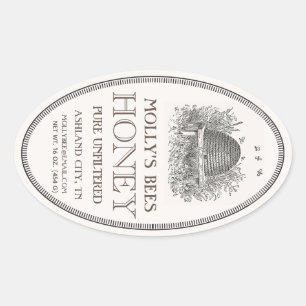 Honing  ovale Skep met rand wit label