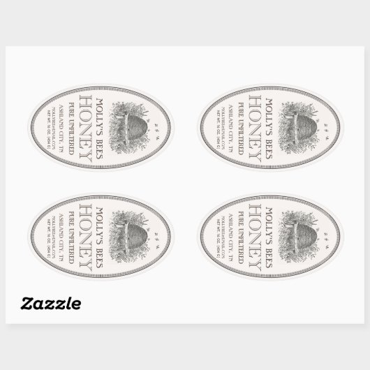 Honing  ovale Skep met rand wit label (Vel)