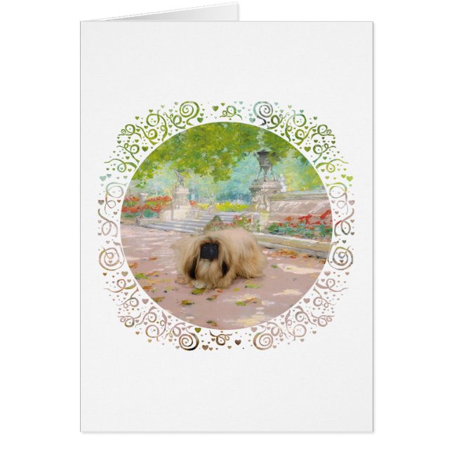 Honing Pekingees in Bloemstuk (Voorkant)