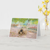 Honing Pekingees in Bloemstuk Kaart (Gele Bloem)