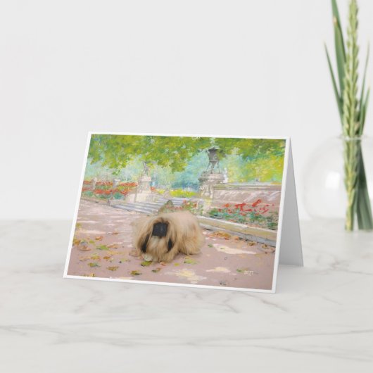 Honing Pekingees in Bloemstuk Kaart (Voorkant)