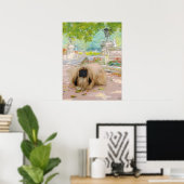 Honing Pekingees in Bloemstuk Poster (Thuiskantoor)