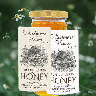 Honing  Skep met bijen Verzendlabel