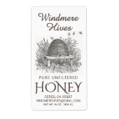 Honing  Skep met bijen Verzendlabel (Voorkant)