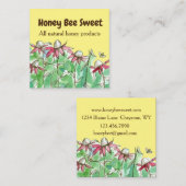 Honing te koop Honingbij imker Bloemen Vierkante Visitekaartje (Voorkant / Achterkant)