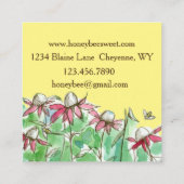 Honing te koop Honingbij imker Bloemen Vierkante Visitekaartje (Achterkant)