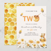 Honing Teddybeer 2e Bijendag Bloemen Verjaardag Kaart (Voorkant / Achterkant)