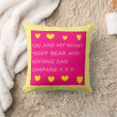 Honing teddybeer logo kussen kussen roze geel (Deken)