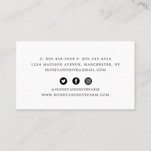 Honing, vers Visitekaartje (Achterkant)