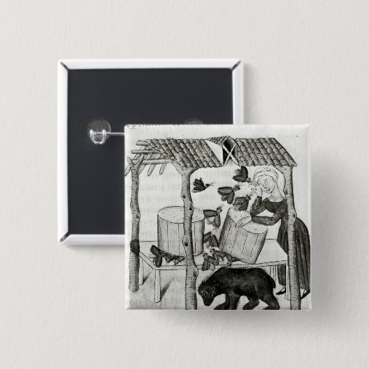 Honing verzamelen vierkante button 5,1 cm (Voorkant /achterkant)