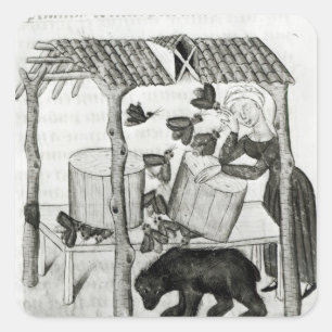 Honing verzamelen vierkante sticker