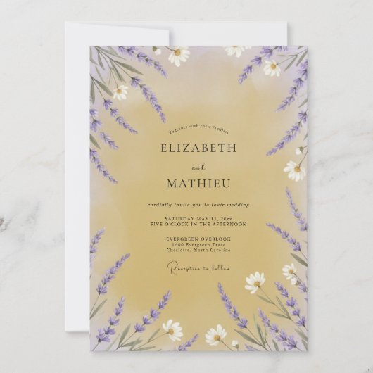 Honing Violette Wilde Bloemen Bruiloft Kaart (Voorkant)