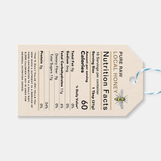 Honing Voeding Feiten Potje Label met Bijen Cadeaulabel (Voorkant (Horizontaal))