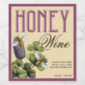 Honing Wijn Mead Bees en Klaver 2 Wijn Etiket (Enkel label)