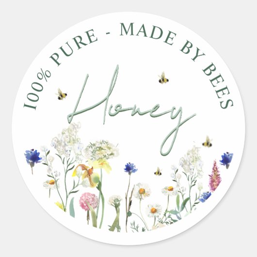 Honing Wildflower Meadow Bee Groen Label Bloem (Voorkant)