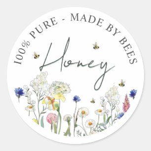 Honing Wildflower Meadow Bijenlabel Bloem Ronde Sticker